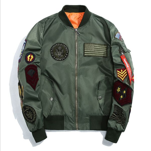 

bomber jacket men вышивание pilot мужские куртки hip hop мода верхняя одежда осень мужчины пальто черный бейсбол куртки, Black;brown