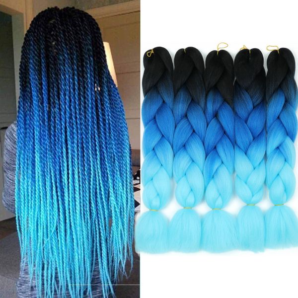 

5pcs/lot synthetic braiding hair extensions jumbo braids crochet twist hair 3 tones color kanekalon high temperature fiber 24inch wholesale, Black