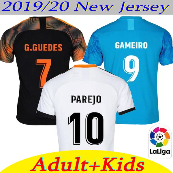 

valencia cf soccer jerseys 19 20 man and kids parejo m.gÃ³mez football shirt gameiro rodrigo jersey 2019/20 home away third blue camisa, Black;yellow