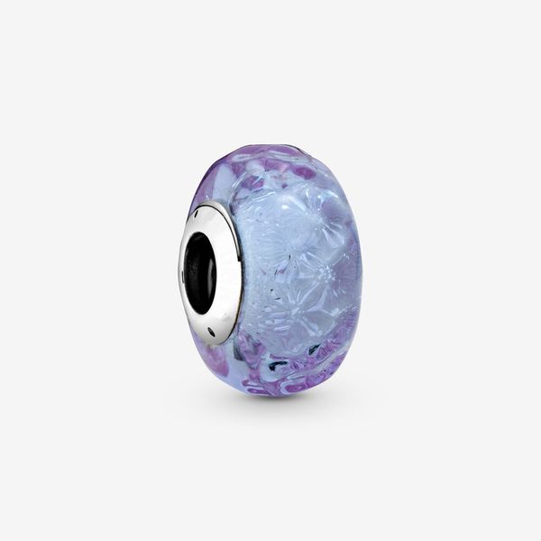 Nuovo arrivo 100% argento sterling 925 ondulato lavanda fascino in vetro di Murano adatto braccialetto di fascino europeo originale accessori moda gioielli