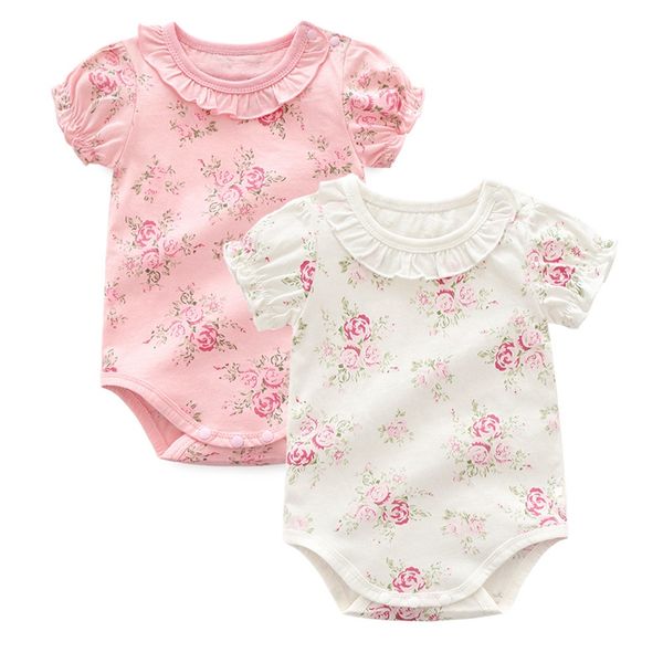 Новый дизайн Kids Dompers с коротким рукавом цветочный ватный валобный комбинезон для новорожденных девочек-одежда оптом 0-1t