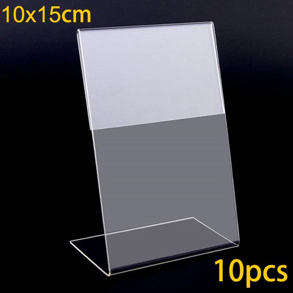 

l shape acrylic table sign price tag label display holder card promotion stand 6 * 9cm / 10 * 15cm table sign tag name