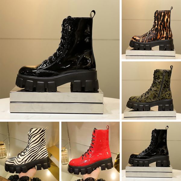 

2019 martin boots women's tide brand new fashion wild black patent leather boots england wind thick bottom gear motorcycle boots