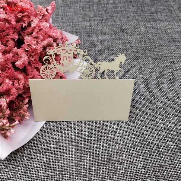 

50pcs pumpkin carriage laser cut wedding party table name place cards wedding party decoration table decoration 6z sh868
