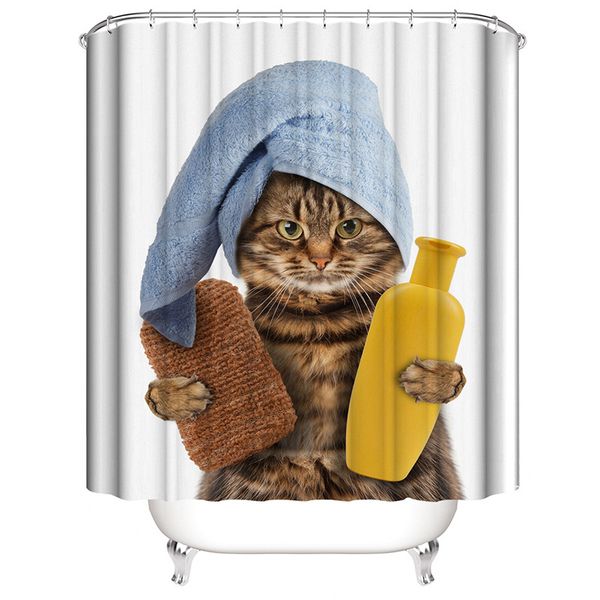 

new shower curtains 3d cat rhinoceros digital printing waterproof mould proof diy customized bath curtains 5 styles bathroom sale