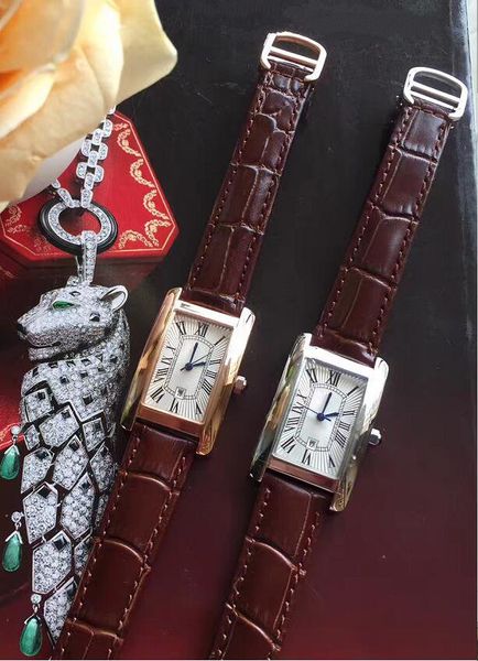 

luxury watch man woman fashion silver case white dial watch quartz movement dress watches leather strap 08-2, Slivery;brown