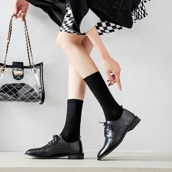 

retro woman shoes 2019 fashion women's oxfords female footwear black flats all-match british style casual sneaker square toe