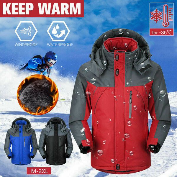 

men women waterproof ski suit jacket fleece lined winter warm outdoor snow coat thick hooded windproof size sports clothing