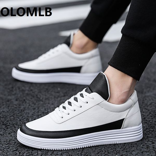 

new men shoes casual leather flat lace-up low white male running skateboard sneakers travel shoes non-slip, Black