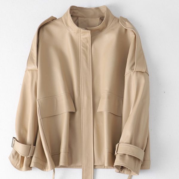 

2019 new fashion genuine goat leather jacket h52, Black