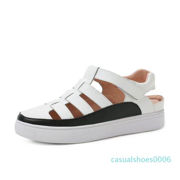 

ymechic 2020 summe new white black casual platform sandals rome womens shoes flat platforms buckle gladiator sandals women daily c06