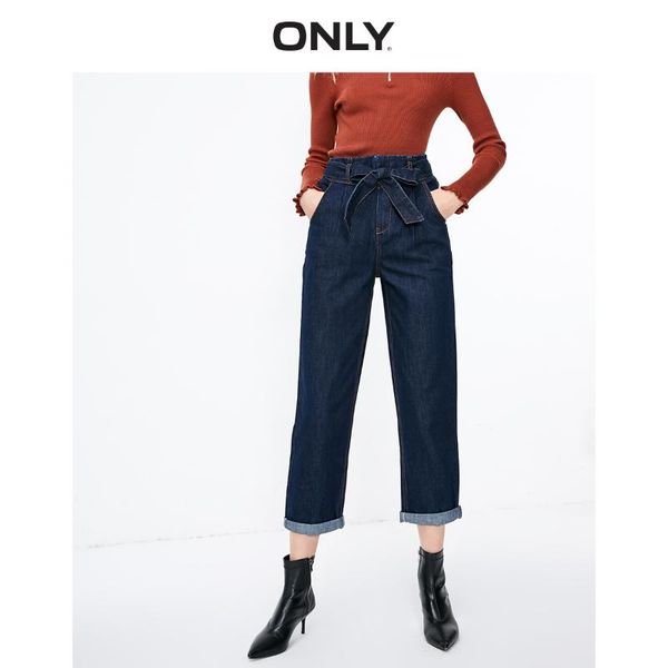 

only women's loose fit high-rise crop jeans | 119149585, Blue