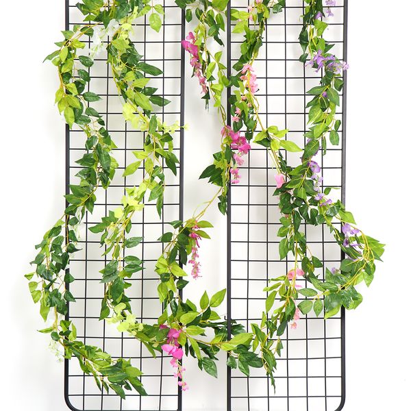 

7ft artificial wisteria vine garland plants foliage trailing flower pink colorful in/outdoor fake flower hanging wall decor