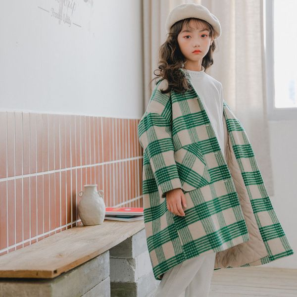 

green black plaid thicken padded for kids long winter warm jackets clothing children outerwear coats baby big girls jacket, Camo