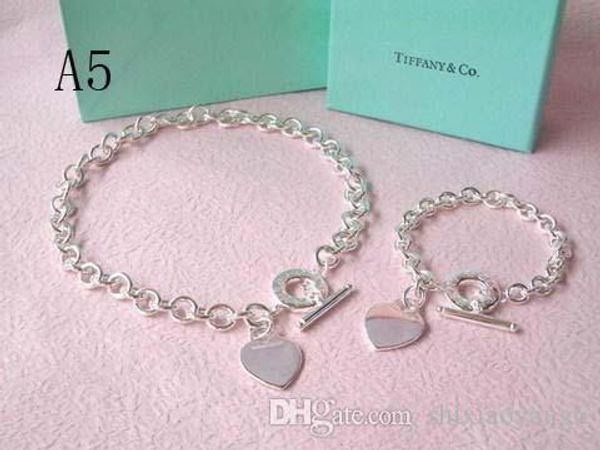 

2018 Name tiffany925 silver Heart necklace and bracelet with box Free Shipping