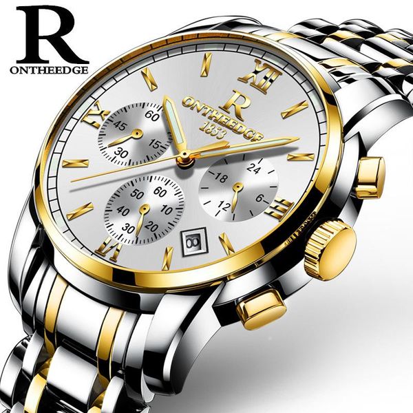 

hobbylane men automatic waterproof noctilucence mechanical watch with steel brand, Slivery;brown