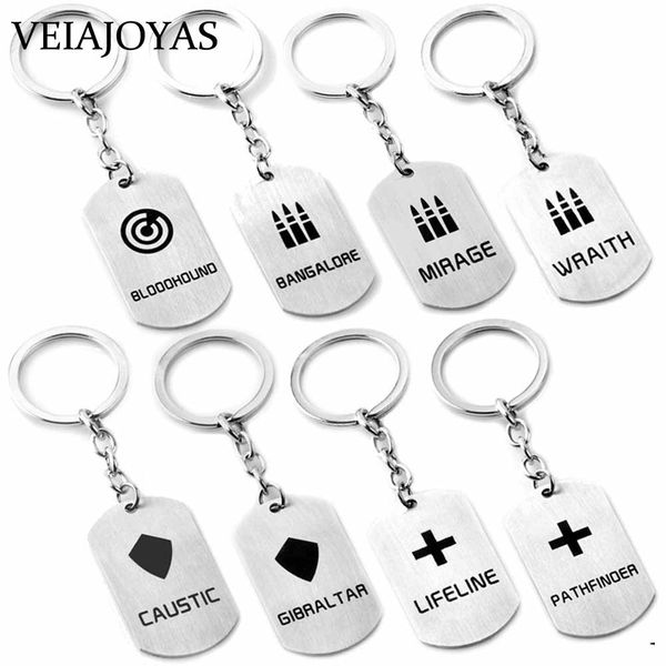 

2019 new game apex legends key chain 8 styles stainless steel keyrings trendy charm car bag keychain llavero jewelry accessories, Silver