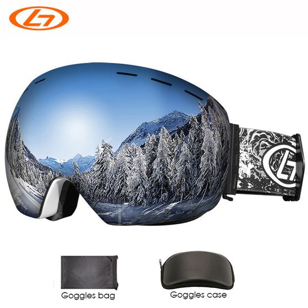 

snowboard & ski goggles with box case bag spherical design frameless uv protection for men women youth helmet compatible