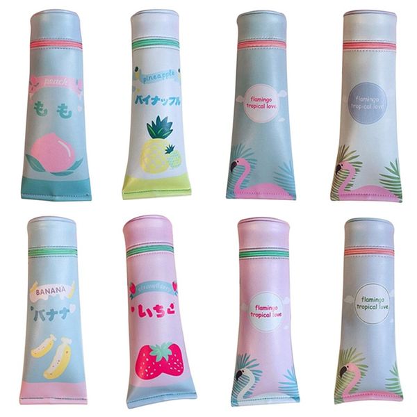 

1pc korean fruit mobilization stero toothpaste pu waterproof school pencil cases stationery pencilcase pencil case for school