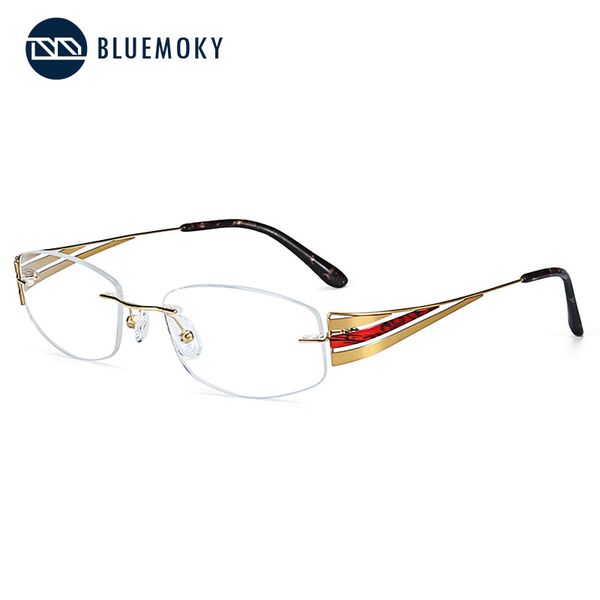 

bluemoky titanium rimless glasses frames women 2019 ultralight eyeglasses myopia flexible optical glasses frames eyewear ft0029, Black
