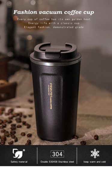 

pinkah 510ml 304 stainless steel thermo cup travel coffee mug with lid car water bottle vacuum flasks thermocup for gift