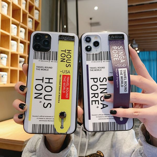 

luxury london world city ticket barcode wrist bracket silicon soft case for iphone 11 pro max x xs max xr 7 8 6s plus cover