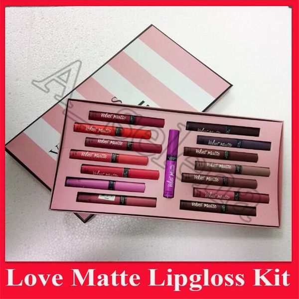 

lip makeup love velvet matte cream lip stain gloss set liquid lipstick long-lasting moisture lipgloss makeup kits 15 color