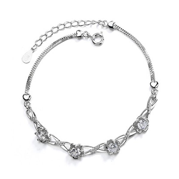 

delicate peach blossom rhinestone bracelet for women girls lover party valentine's day gifts jewelry accessory, Black