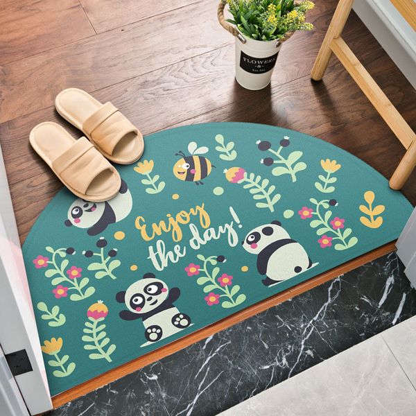 

new 45x90cm bathroom mat cartoon animals print semicircle anti-slip bath mat carpet