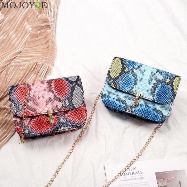 

fashion serpentine women pu leather messenger bag snake skin female purse small chain shoulder crossbody handbags