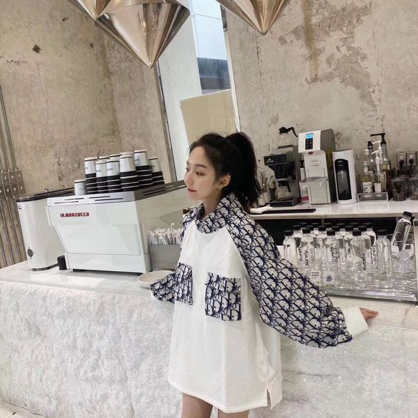 

2020 весна и лето новый длинный рукав вышитые вышивка с клетчатой футболкой kuaishou чистая красная рубашка женская мода женская толстовка