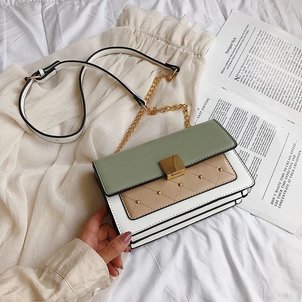 

2019 crossbody bags for women pu leather messenger bags panelled sac a main female leather shoulder bag chains handbags bolsas
