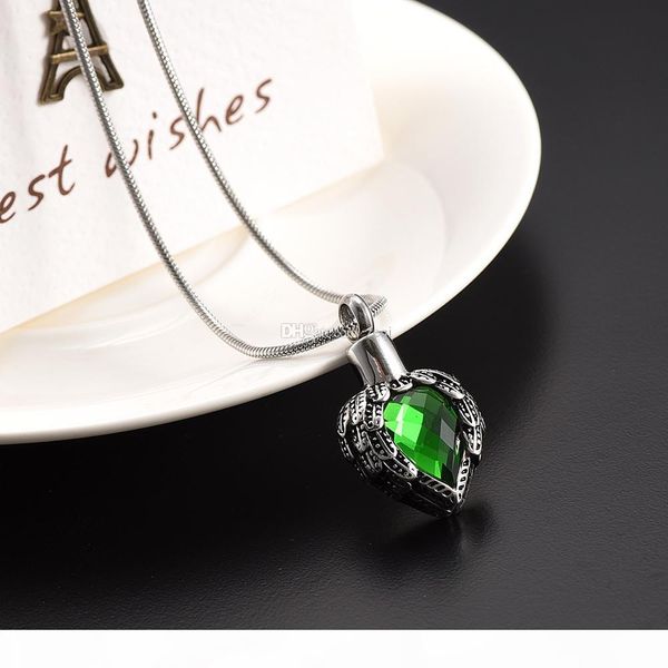 

cmj9111 angel wing hold tear-drop crystal urn for ashes cremation urn pendant memorial ash keepsake pendant funeral casket urn jewelry, Silver