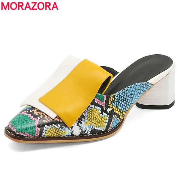 

morazora, zapatos a la moda de talla 34-42, zapatos de verano con punta cuadrada y tacÃ³n alto para mujer, sandalias para mujer, zapatillas, Black