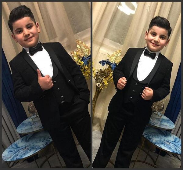 

2020 new black kids wedding tuxedos handsome 3 pieces shawl lapel pants suits handsome boy's formal wear(jacket+vest+pants, Blue