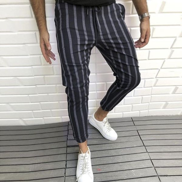 

vintage striped suit pants formal dress business casual slim fit pants fashion 2020 trousers calÃ§a masculina social #30, Black