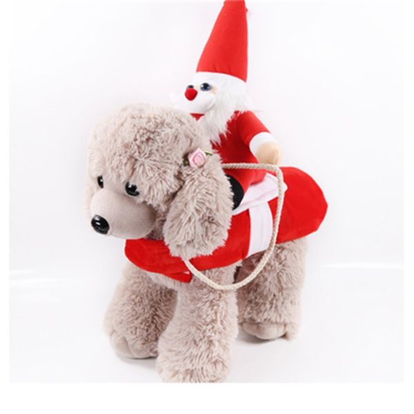 

new design christmas santa claus doll clothes dogs pets riding horse suit clothing cosplay funny party decorations 24gggq