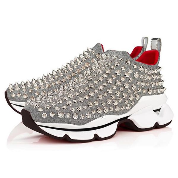

2019 designer spike sock men sneakers red runner donna flat rubber shoes womens red bottom spike luxury shoes flat trainers e46, Black