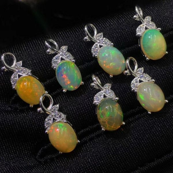 

2018 new arrival genuine 925 sterling silver luxury oval shape real opal pendant charms birthday gift for wife/mom/granny