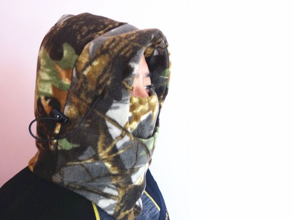 

winter hunting cap fishing cap camo hiking neck warm windshield outdoor sports bib cold padded cycling headgear mask hat, Black