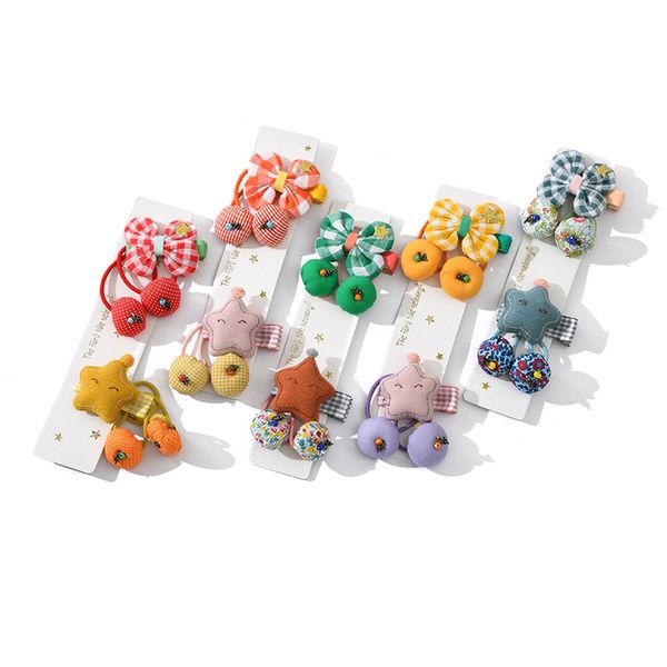 

2020 new children's hair clip hair ring combination set ssmall flower pentagram accessories, Slivery;white