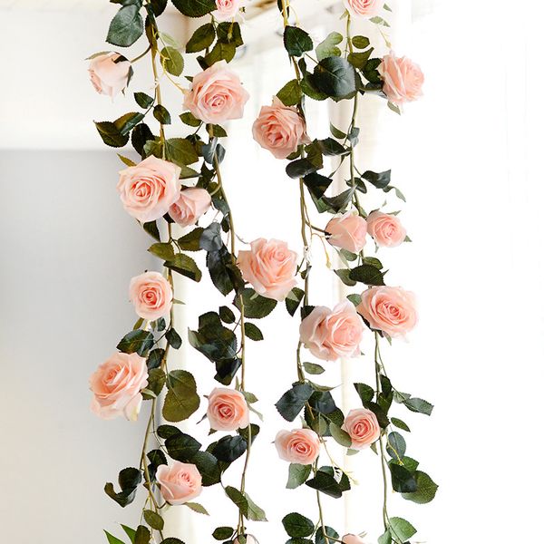 

180cm artificial flower vines wedding decor rose fake flowers rattan string garden hanging garland silk flower plant leaf
