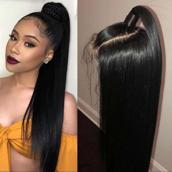 Human Peruvian Lace Front Wig With Baby Hairs Long Straight Virgin