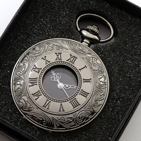 

wholesale roman fish spider quartz watches chain bronze pocket watches with gift box, Slivery;golden