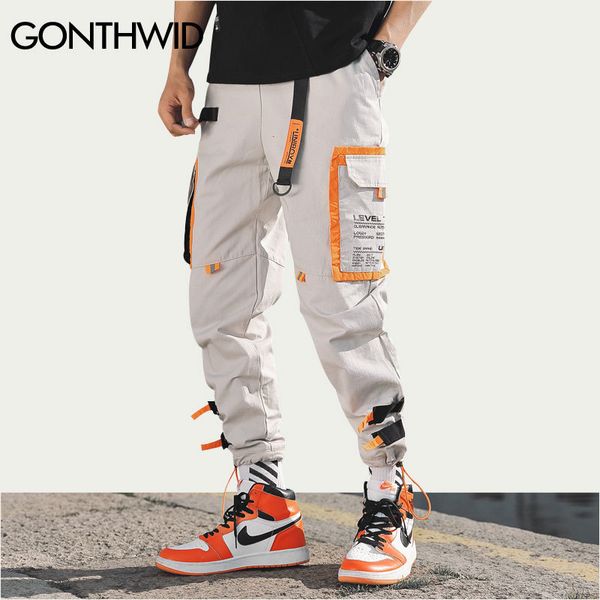 

Gonthwid multi pocket cargo harem jogger pant men hip hop fa hion ca ual track trou er treetwear harajuku hip ter weatpant q190514, Black