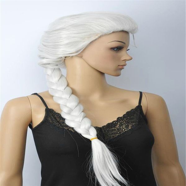 

sell white long straight pigtail ponytail women lady girl hair wig