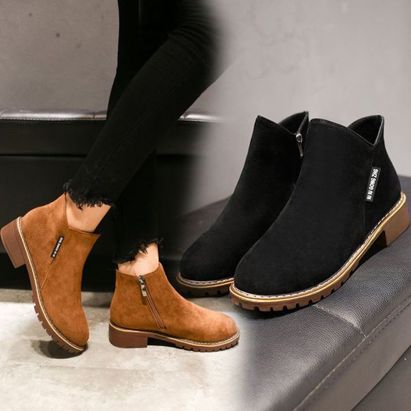 

старый стиль замшевые ботинки женщин клин обувь pointoe элегантные 2020 мода весна дамы случайные ботильоны, Black