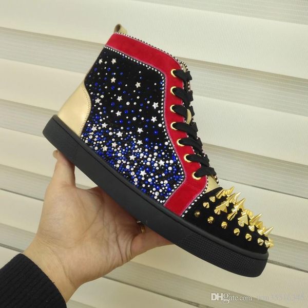 

мода высокий топ разноцветный блеск обувь для мужчин женщин топ qulity розовый фиолетовый натуральная кожа платье обувь, Black