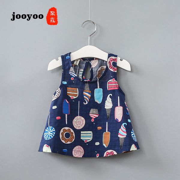 

summer girls dress casual color ice cream print vest suspenders princess dress baby girls clothes kids dresses for girls jooyoo, Red;yellow