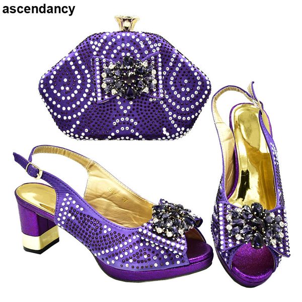 

italian shoe and bag set for party in women african women party shoe italian wedding shoes with bag set with rhinesone, Black